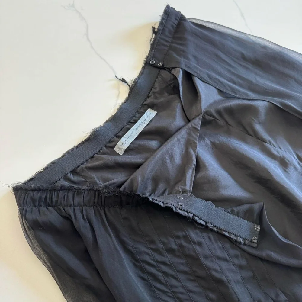 Raquel Allegra - Chiffon Gauze Black Maxi Wrap Skirt - SZ 3 - Picture 5 of 6